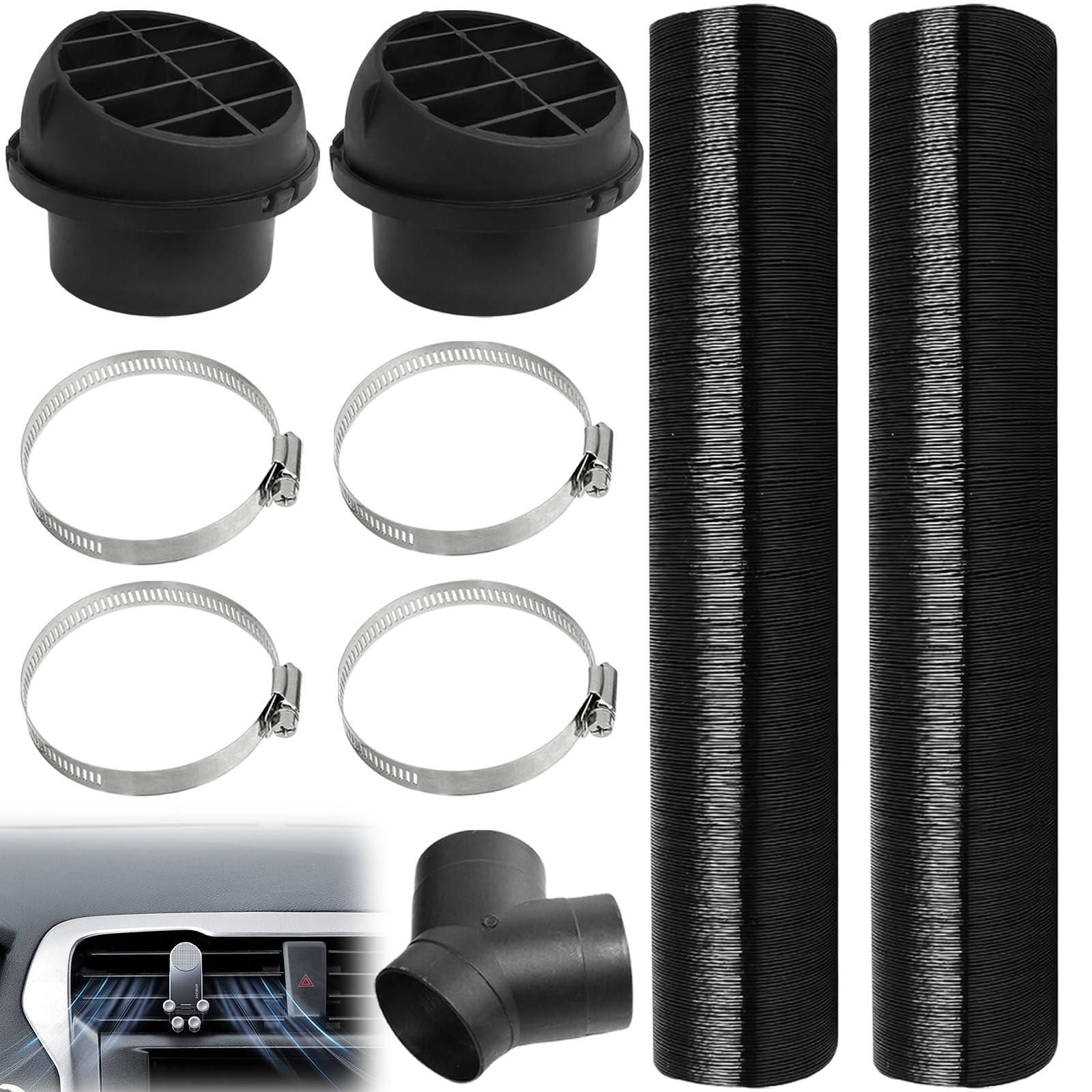 Standheizung Zubehör, Durchmesser 75mm Auto Heizung Rohr Kanal Y-Rohr-Set Warmluftauslass, Entlüftungsschlauch Clips Set Für Heizung von Vaileal