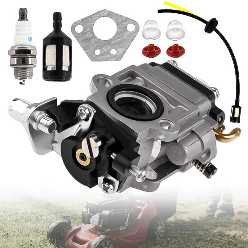 Vergaser für Motorsense 52 cc 49 cc 43 cc, Vergaser Motorsense Set mit Dichtung Pumpe starten, Schlauch, Ventil, Zündkerze und Benzinfilter, Passend für Eine Vielzahl von Rasenmähern, Freischneidern von Vaileal