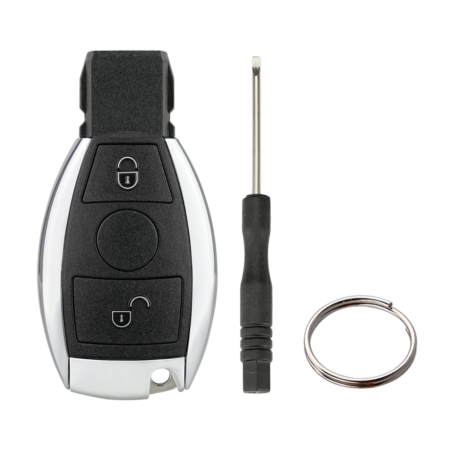2 Tasten Fernbedienung Schlüsselgehäuse Kompatibel für Mercedes Benz A B C E-Klasse W203 W204 W205 W210 W211 W212 W221 BGA After 2000 Jahr (2 Tasten Keine Batterien) von Vailikey