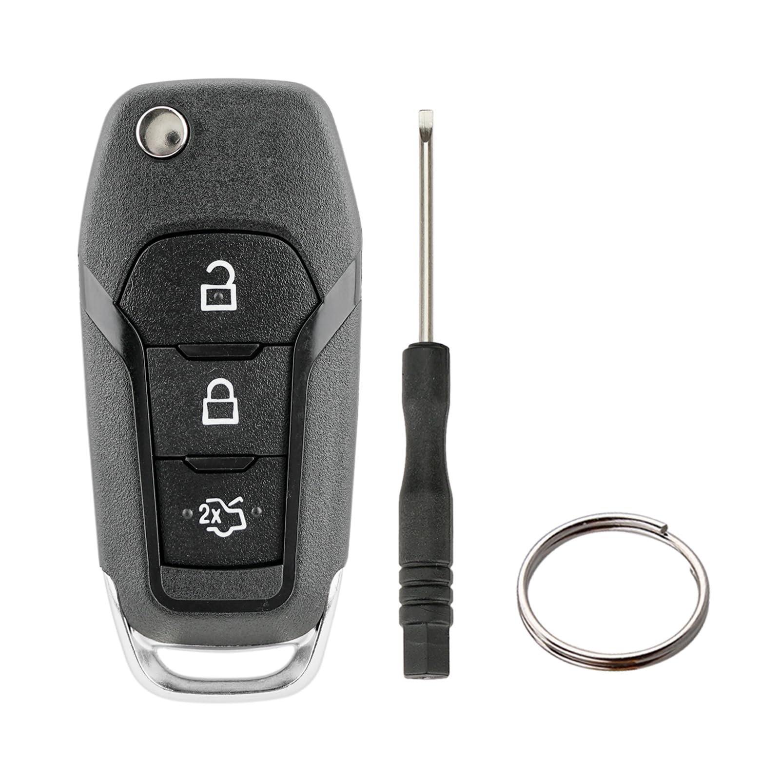 3 Tasten Fernbedienung Klapp Schlüsselgehäuse Kompatibel für Ford S-MAX Galaxy Mondeo MK2 MK7 Explorer Ranger (3 Tasten Keine Batterien) von Vailikey