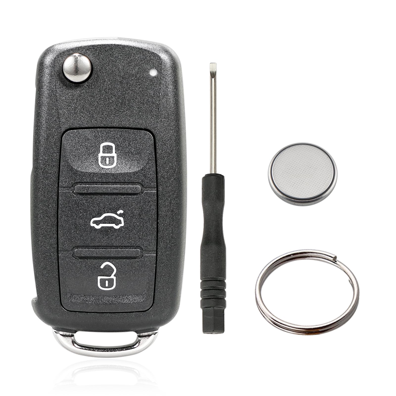 3 Tasten Schlüssel Fernbedienung Gehäuse für Volkswagen MK6 Golf Polo Tiguan Passat Seat Skoda (Mit Batterien) von Vailikey