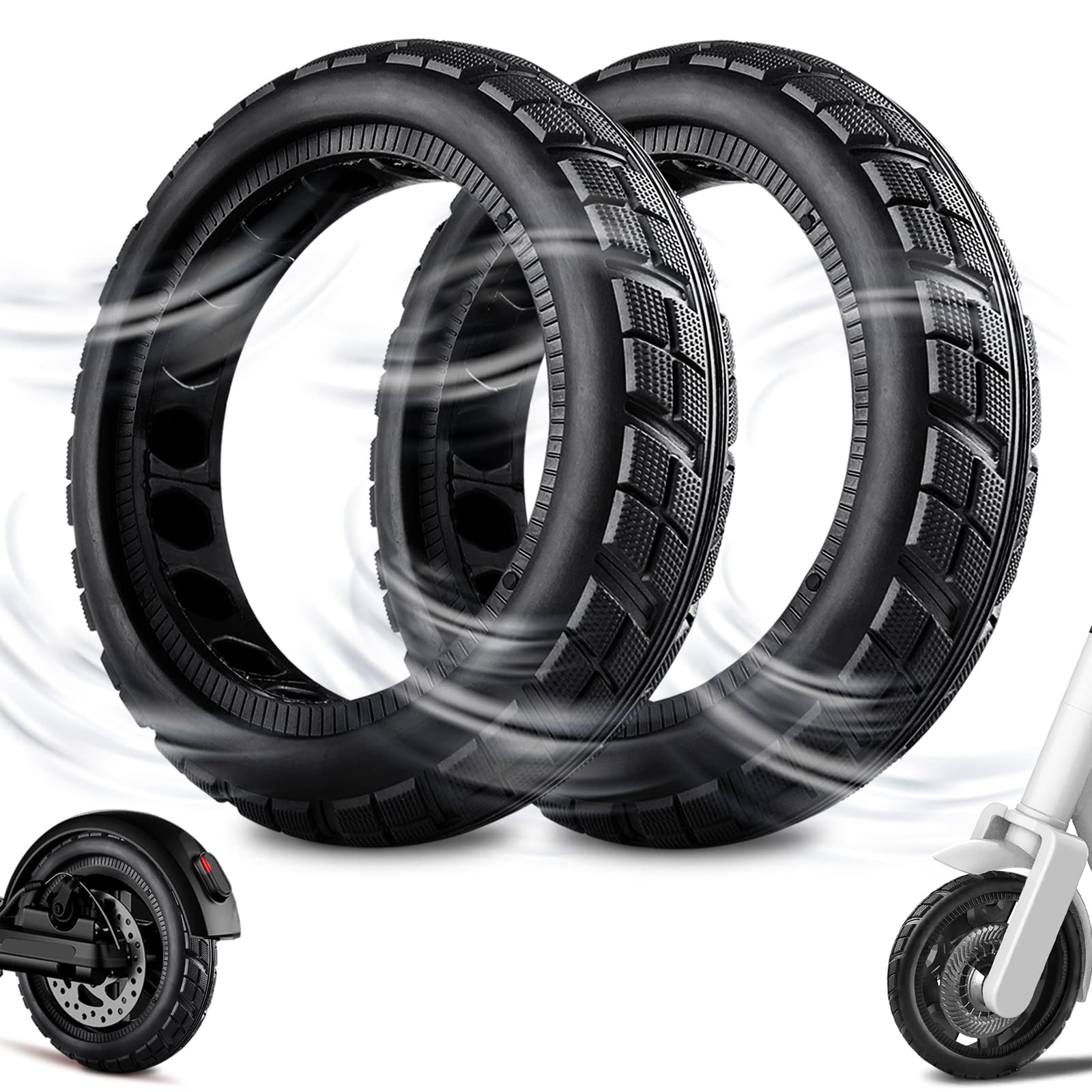 2 Pack Roller Ersatzreifen Innenloch Vollreifen für 8,5in Solider Rollerreifen Schlitzbreite 35 mm Hub Rad Scooter Ersatzrad Reifen Zubehör für Elektroroller Xiaomi M365Pro(E-Schwarz) von Valart