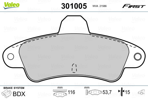 Bremsbelagsatz, Scheibenbremse Hinterachse Valeo 301005 von Valeo