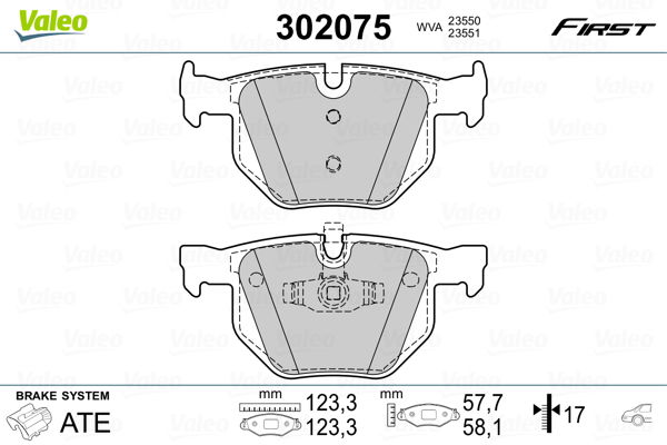 Bremsbelagsatz, Scheibenbremse Hinterachse Valeo 302075 von Valeo