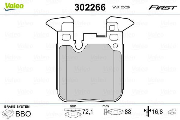 Bremsbelagsatz, Scheibenbremse Hinterachse Valeo 302266 von Valeo