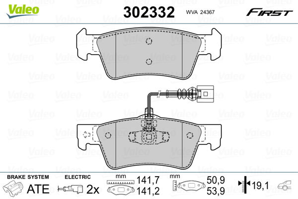 Bremsbelagsatz, Scheibenbremse Hinterachse Valeo 302332 von Valeo