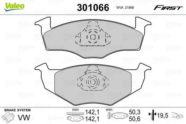 Bremsbelagsatz, Scheibenbremse Vorderachse Valeo 301066 von Valeo