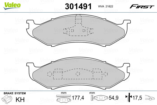 Bremsbelagsatz, Scheibenbremse Vorderachse Valeo 301491 von Valeo