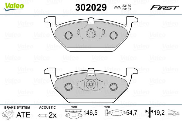 Bremsbelagsatz, Scheibenbremse Vorderachse Valeo 302029 von Valeo