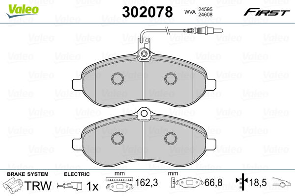 Bremsbelagsatz, Scheibenbremse Vorderachse Valeo 302078 von Valeo