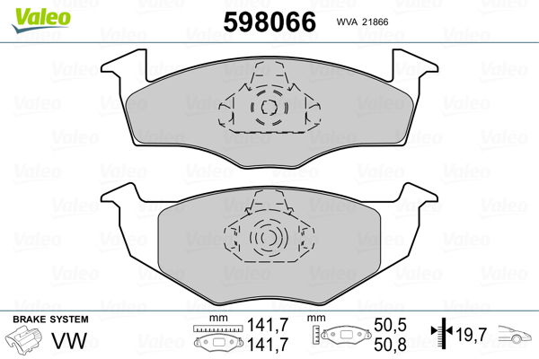 Bremsbelagsatz, Scheibenbremse Vorderachse Valeo 598066 von Valeo