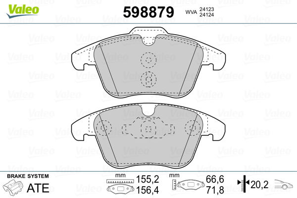 Bremsbelagsatz, Scheibenbremse Vorderachse Valeo 598879 von Valeo