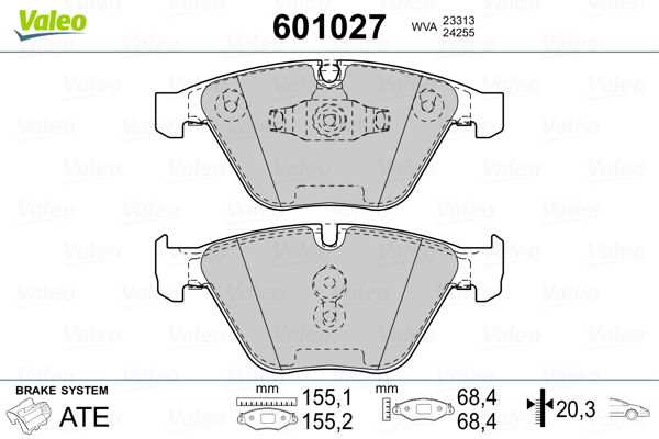 Bremsbelagsatz, Scheibenbremse Vorderachse Valeo 601027 von Valeo