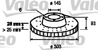 Bremsscheibe Hinterachse Valeo 187146 von Valeo