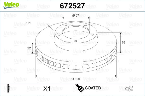 Bremsscheibe Hinterachse Valeo 672527 von Valeo