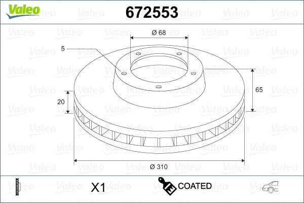 Bremsscheibe Hinterachse Valeo 672553 von Valeo