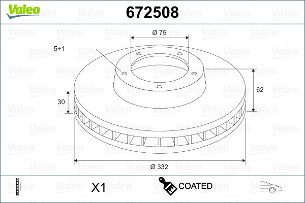 Bremsscheibe Vorderachse Valeo 672508 von Valeo