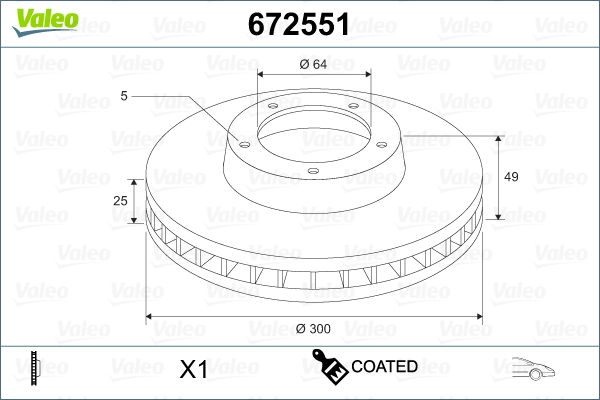 Bremsscheibe Vorderachse Valeo 672551 von Valeo