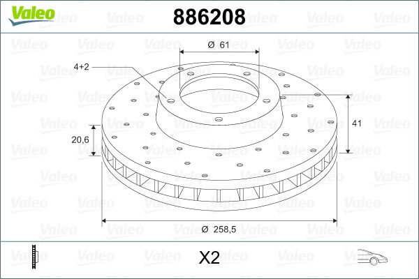 Bremsscheibe Vorderachse Valeo 886208 von Valeo