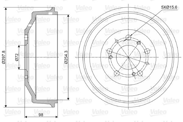 Bremstrommel Hinterachse Valeo 237014 von Valeo