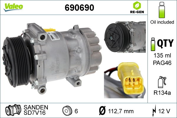 Kompressor, Klimaanlage Valeo 690690 von Valeo