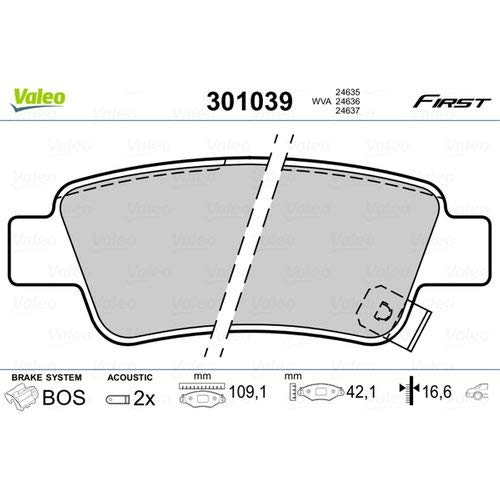 VALEO 301039 Bremsbelagsatz Scheibenbremse von Valeo