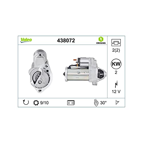 VALEO 438072 Starter Nennleistung: 2 kW Stop & Start: NO Zähnezahl: 10 zähne Spannung: 12 V Drehrichtung: CLOCKWISE von Valeo