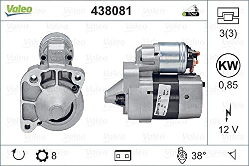 VALEO 438081 Starter Nennleistung: 0,85 kW Stop & Start: NO Zähnezahl: 8 zähne Spannung: 12 V Drehrichtung: CLOCKWISE von Valeo