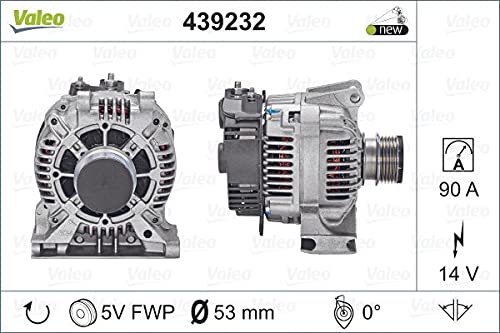 VALEO 439232 Generator Ladestrom des Generators: 90 Amp Rippen: 5 rippen Riemenscheibe Ø: 53 mm Spannung: 14 V Drehrichtung: CLOCKWISE von Valeo