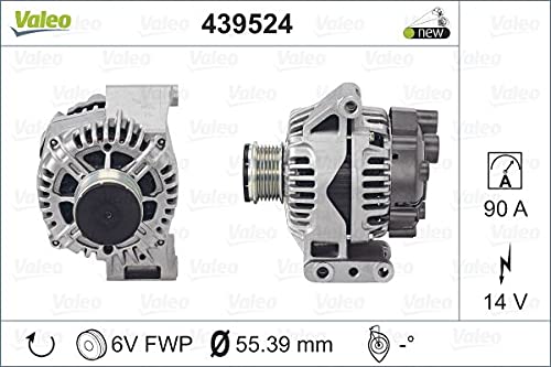 VALEO 439524 Generator Ladestrom des Generators: 90 Amp Rippen: 6 rippen Riemenscheibe Ø: 55 mm Spannung: 14 V Drehrichtung: CLOCKWISE von Valeo