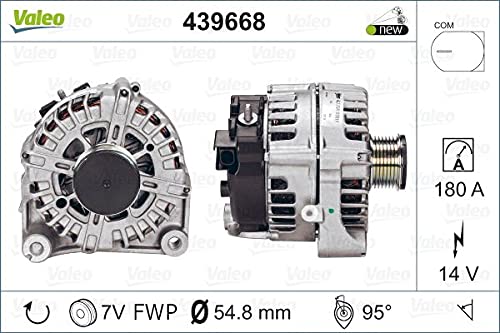 VALEO 439668 Generator Ladestrom des Generators: 180 Amp Rippen: 7 rippen Riemenscheibe Ø: 54,8 mm Spannung: 14 V Drehrichtung: CLOCKWISE von Valeo