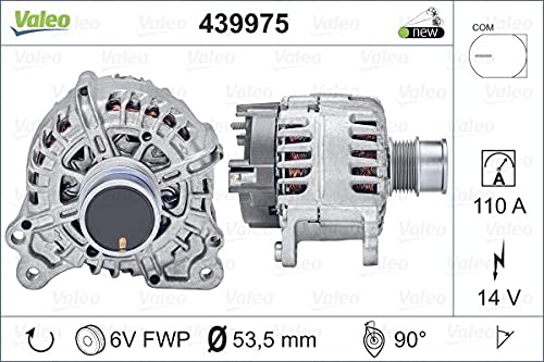 VALEO 439975 Generator Ladestrom des Generators: 110 Amp Rippen: 6 rippen Riemenscheibe Ø: 53,5 mm Spannung: 14 V Drehrichtung: CLOCKWISE von Valeo