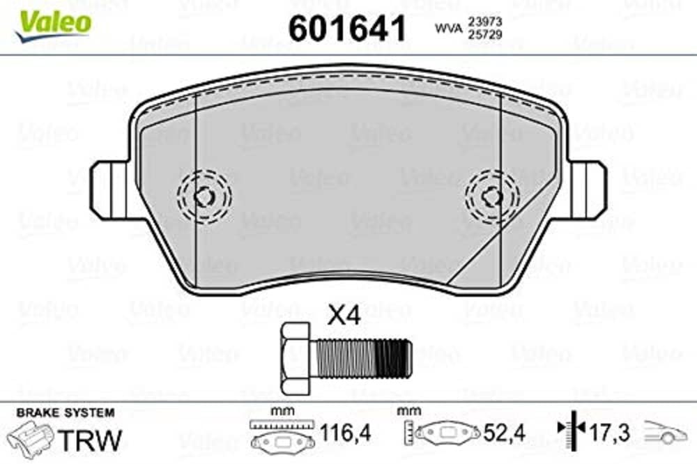 VALEO 601641 Bremsbelagsatz Scheibenfeststellbremse Bremsbelagsatz Scheibenbremse von Valeo