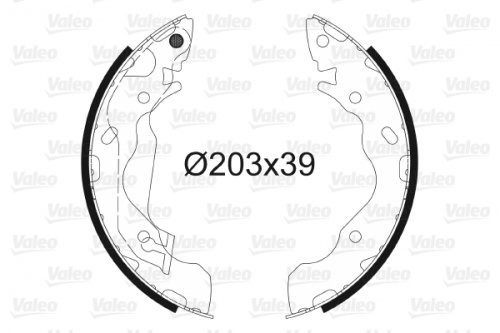 VALEO BRAKE SYSTEMS Bremsbacken-Set 564034, Einbaulage: Hinterachse, verkauft von 4, Bremssystem: MANDO von Valeo