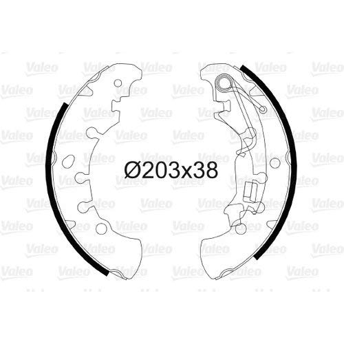 VALEO BRAKE SYSTEMS Bremsbacken-Set 564083, Einbaulage: Hinterachse, verkauft von 4, Bremssystem: AUTOMOTIVE PRODUKTE von Valeo