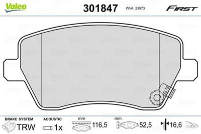 VALEO 301847 Bremsbelagsatz Scheibenfeststellbremse von Valeo