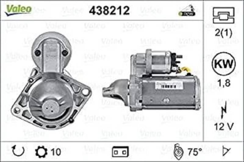 VALEO 438212 Starter Nennleistung: 1,8 kW Stop & Start: NO Zähnezahl: 10 zähne Spannung: 12 V Drehrichtung: CLOCKWISE von Valeo