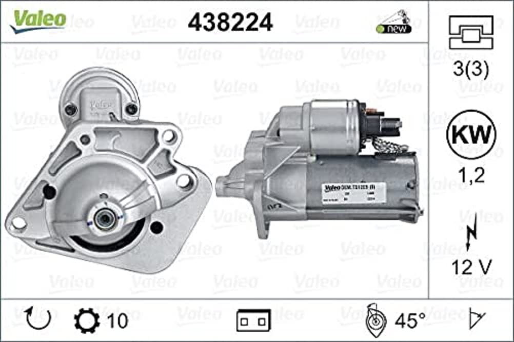 VALEO 438224 Starter Nennleistung: 1,2 kW Stop & Start: NO Zähnezahl: 10 zähne Spannung: 12 V Drehrichtung: CLOCKWISE von Valeo