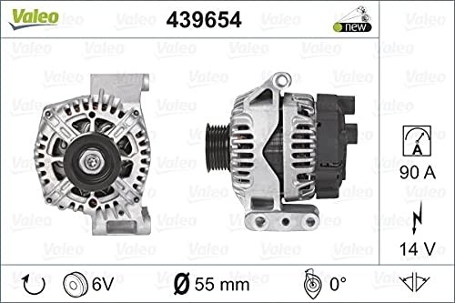 VALEO 439654 Generator Ladestrom des Generators: 90 Amp Rippen: 6 rippen Riemenscheibe Ø: 55 mm Spannung: 14 V Drehrichtung: CLOCKWISE von Valeo