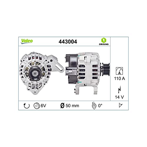 VALEO 443004 Generator Ladestrom des Generators: 110 Amp Rippen: 6 rippen Riemenscheibe Ø: 50 mm Spannung: 14 V Drehrichtung: CLOCKWISE von Valeo