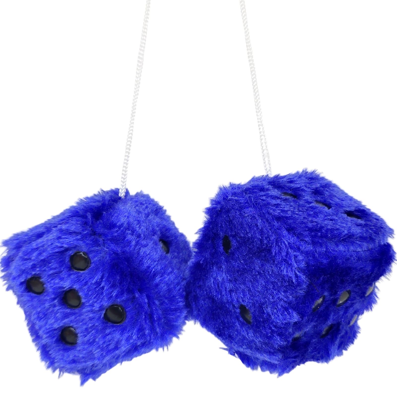 Valicaer Plüschwürfel Auto,EIN Paar Aufhängen Fuzzy Auto Würfel Rückspiegel Plüsch Würfel Auto Hängend Ornament Quadratisch Autospiegel Anhänger Personalisiertes Autozubehör Innenraum (Blau, 6CM) von Valicaer