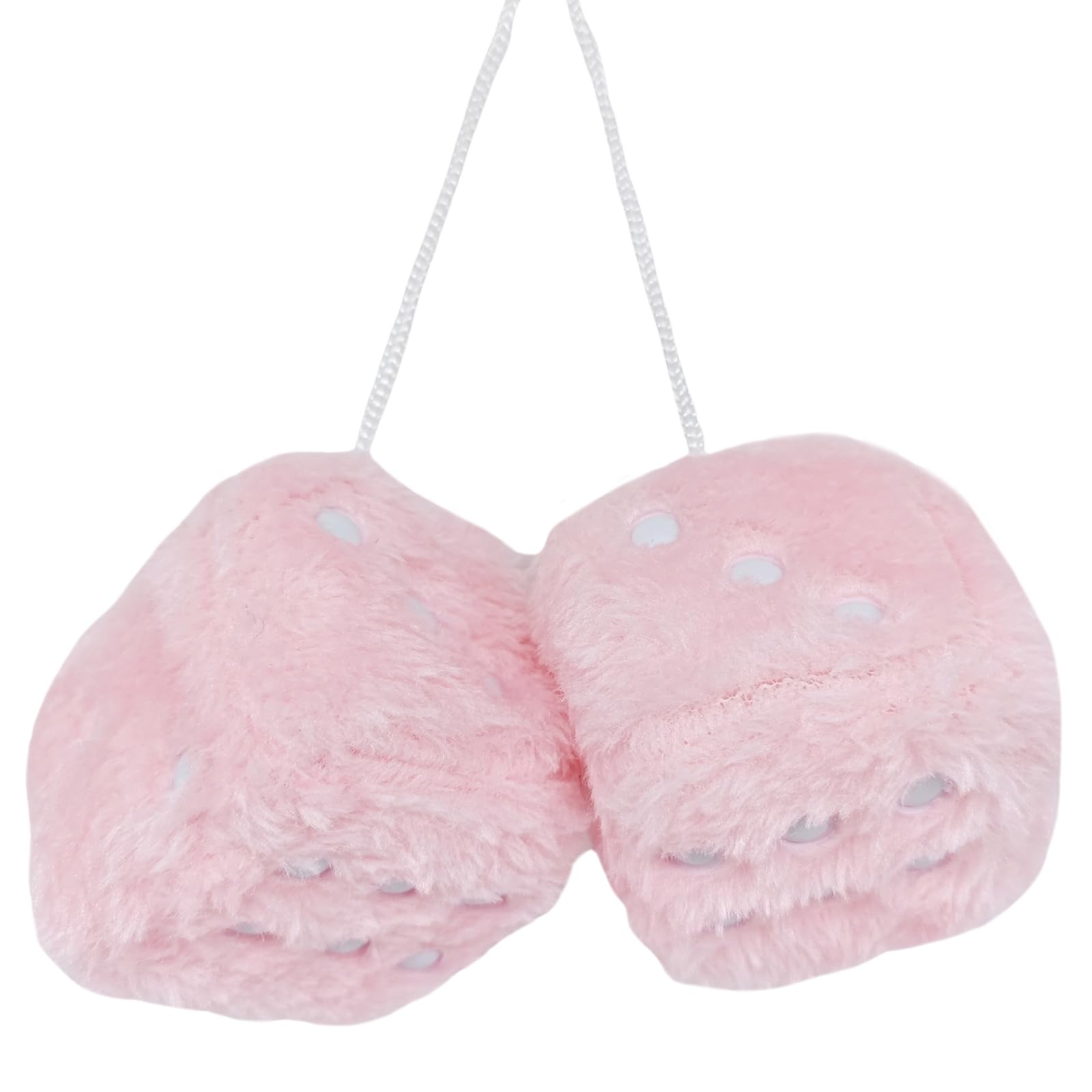 Valicaer Plüschwürfel Auto,EIN Paar Aufhängen Fuzzy Auto Würfel Rückspiegel Plüsch Würfel Auto Hängend Ornament Quadratisch Autospiegel Anhänger Personalisiertes Autozubehör Innenraum (Rosa, 6CM) von Valicaer