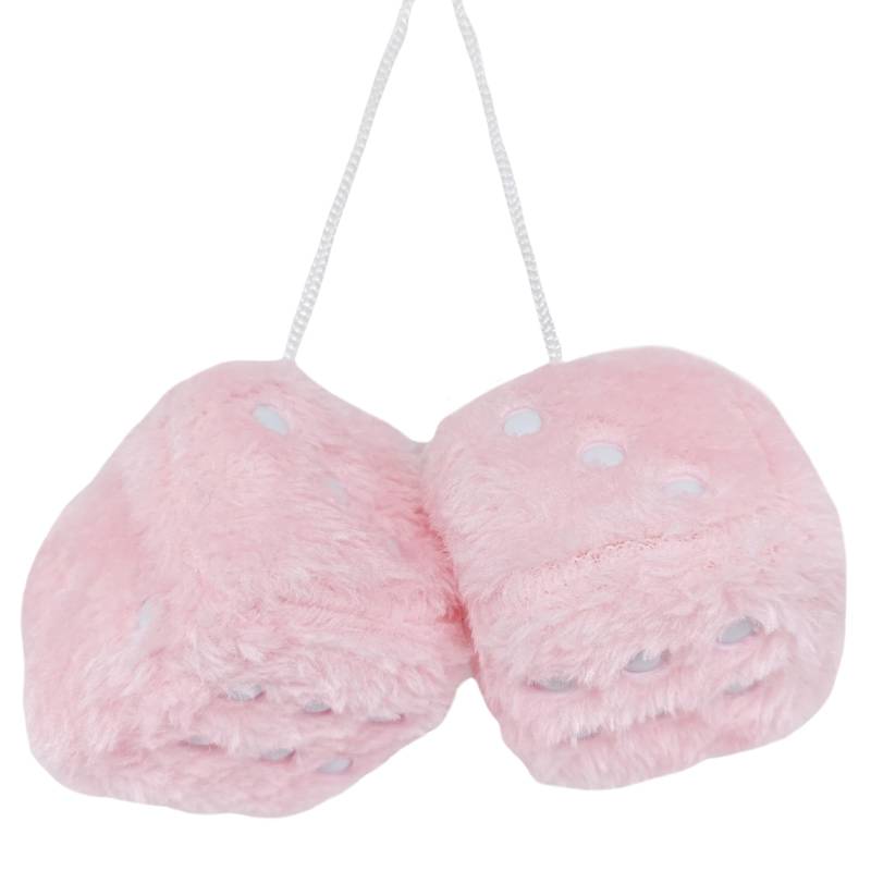 Valicaer Plüschwürfel Auto,EIN Paar Aufhängen Fuzzy Auto Würfel Rückspiegel Plüsch Würfel Auto Hängend Ornament Quadratisch Autospiegel Anhänger Personalisiertes Autozubehör Innenraum (Rosa, 6CM) von Valicaer