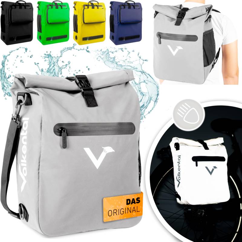 Valkental® 3in1 Fahrradtasche - Das Original - Geeignet als Gepäckträgertasche, Rucksack und Umhängetasche - Wasserdicht & Reflektierend von Valkental