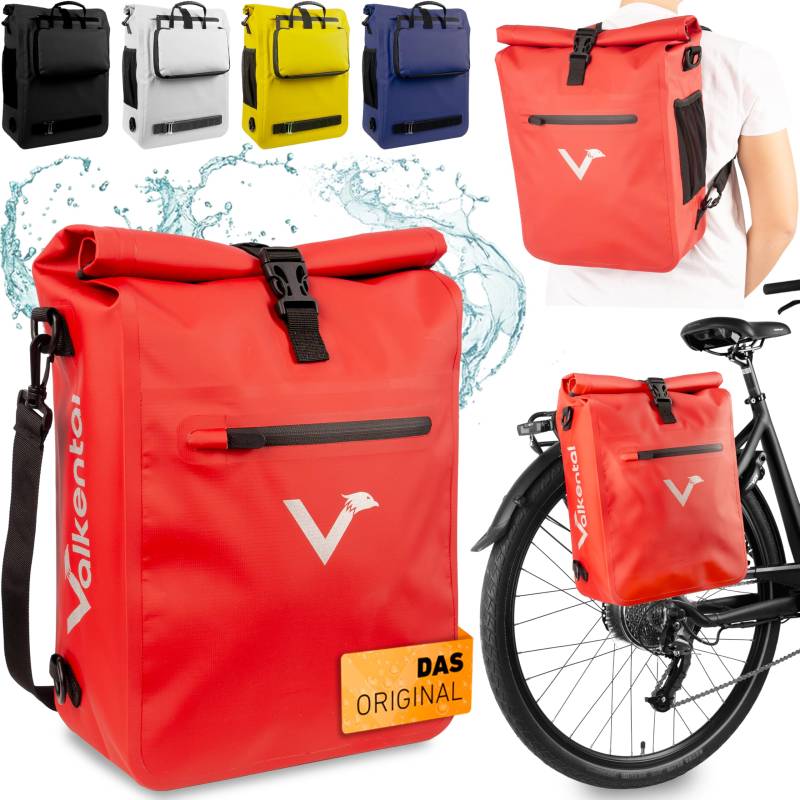 Valkental® 3in1 Fahrradtasche - Das Original - Geeignet als Gepäckträgertasche, Rucksack und Umhängetasche - Wasserdicht & Reflektierend von Valkental