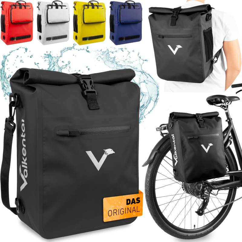 Valkental® 3in1 Fahrradtasche - Das Original - Geeignet als Gepäckträgertasche, Rucksack und Umhängetasche - Wasserdicht & Reflektierend von Valkental