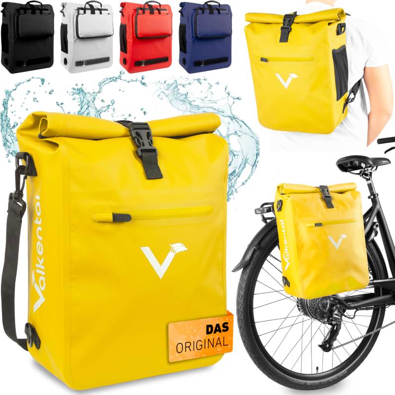 Valkental® 3in1 Fahrradtasche - Das Original - Geeignet als Gepäckträgertasche, Rucksack und Umhängetasche - Wasserdicht & Reflektierend von Valkental