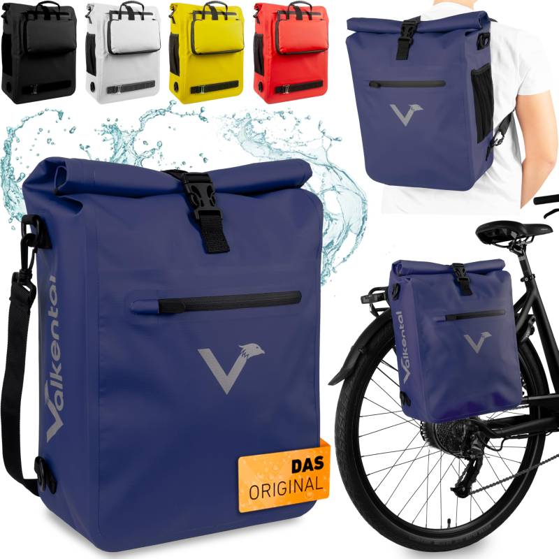 Valkental® 3in1 Fahrradtasche - Das Original - Geeignet als Gepäckträgertasche, Rucksack und Umhängetasche - Wasserdicht & Reflektierend von Valkental