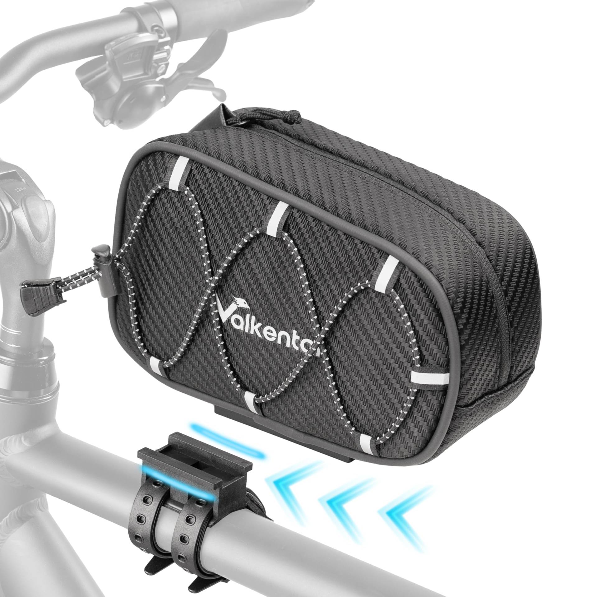 Valkental® Fahrrad Rahmentasche [Innovativer Adapter] Wasserfeste Oberrohrtasche mit Schnellspanner für MTP, Ebike & Rennrad - 1,8 Liter – Fahrradtasche Rahmen Handy – Handytasche mit sensibler Folie von Valkental