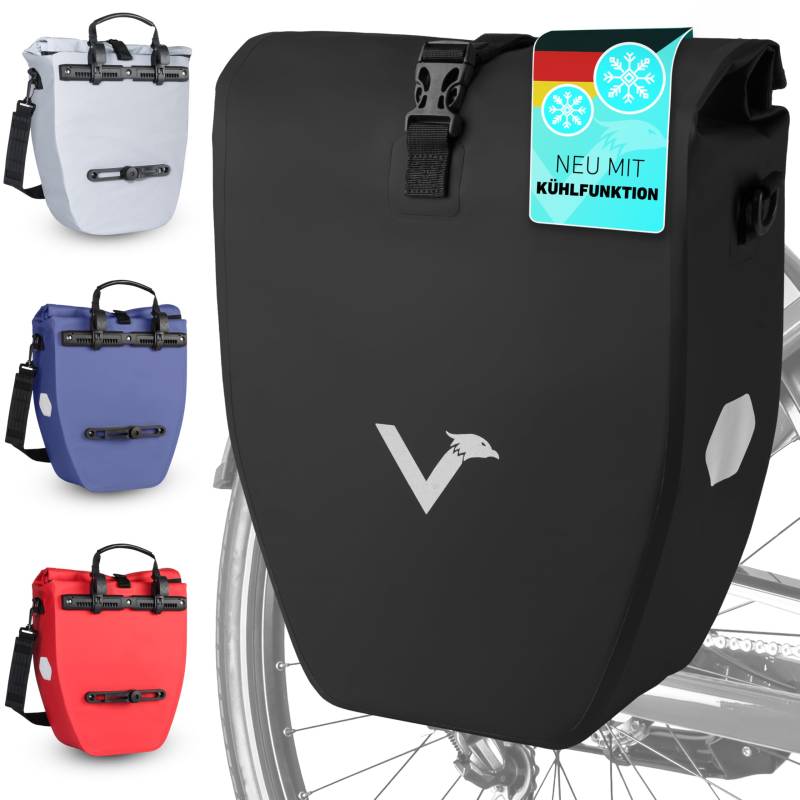 Valkental® Große & wasserdichte Gepäckträgertasche mit Kühlfunktion | Isolierende Fahrradtasche für Gepäckträger mit Reflektoren | Abschließbare Radtasche | Inkl. Umhängegurt von Valkental